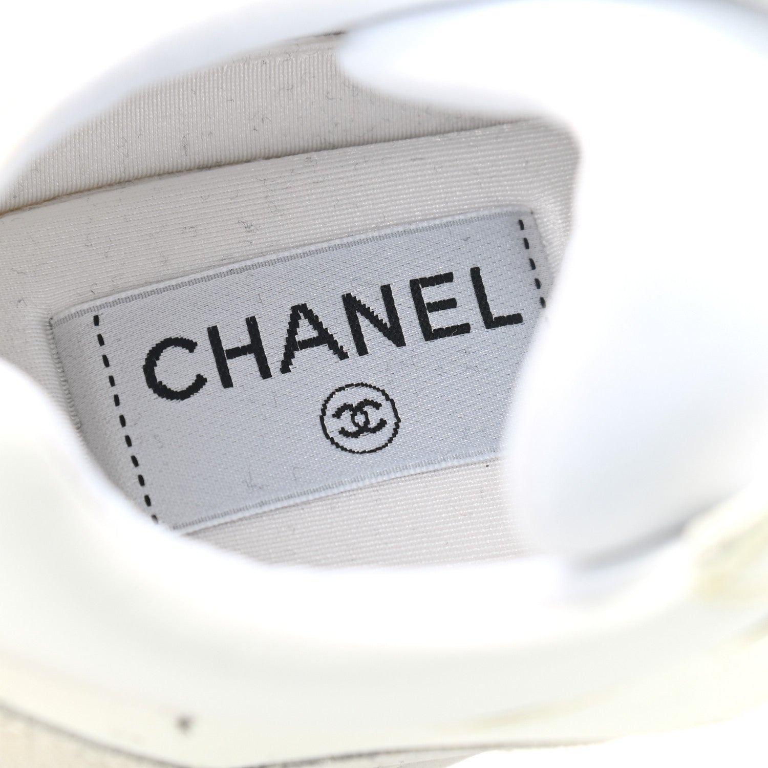 Chanel Suede Calfskin Fabric CC Sneakers 39.5 White 6 of 7