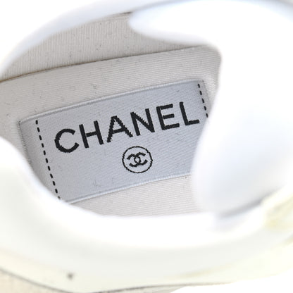Chanel Suede Calfskin Fabric CC Sneakers 39.5 White 6 of 7