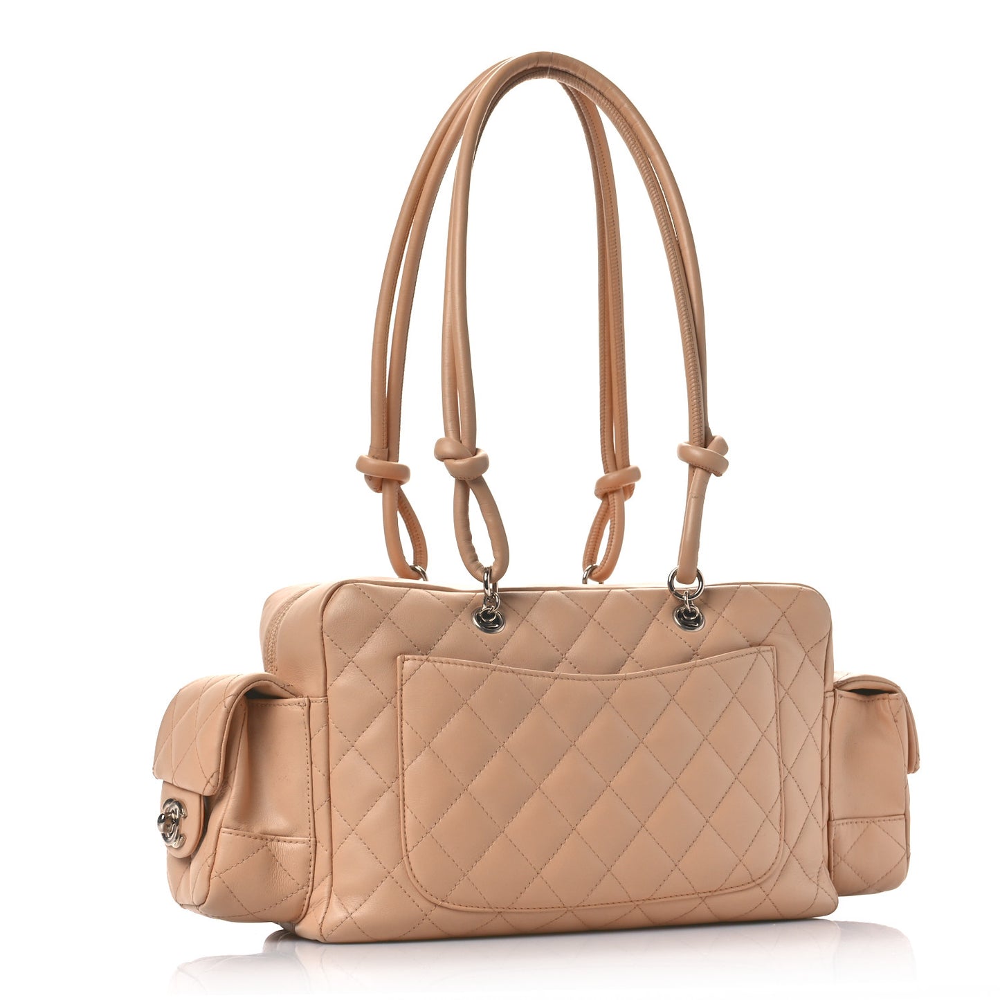 Calfskin Quilted Small Cambon Multipocket Reporter Beige