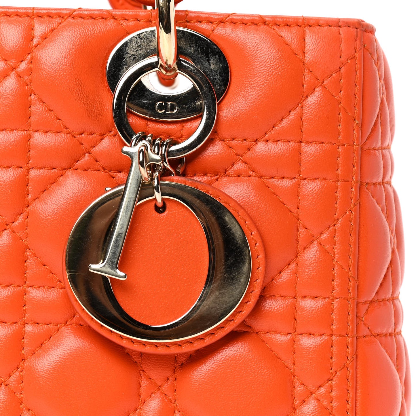 Lambskin Cannage Medium Lady Dior Orange