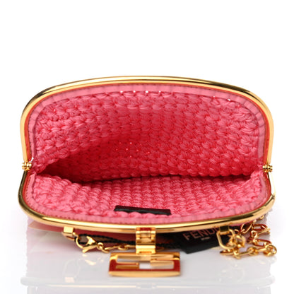 Fendi Fabric Crochet Baguette Phone Bag Rosa 4 of 4