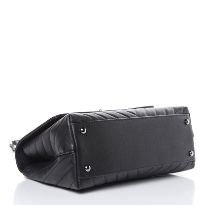 Chanel Caviar Chevron Quilted Small Coco Handle Flap Black 4 of 10