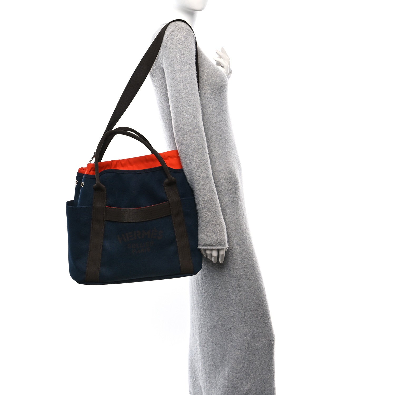 Hermes Toile Sac De Pansage Groom Bleu Navy Feu 2 of 12