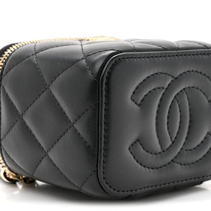 Chanel Lambskin Quilted Mini Pearl Crush Vanity Case With Chain Black 9 of 12
