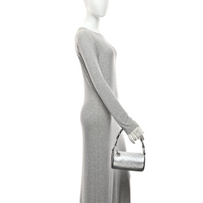 Gucci Sakai Be Green Calfskin Diagonal Stitched Mini Blondie Barrel Shoulder Bag Silver 2 of 10