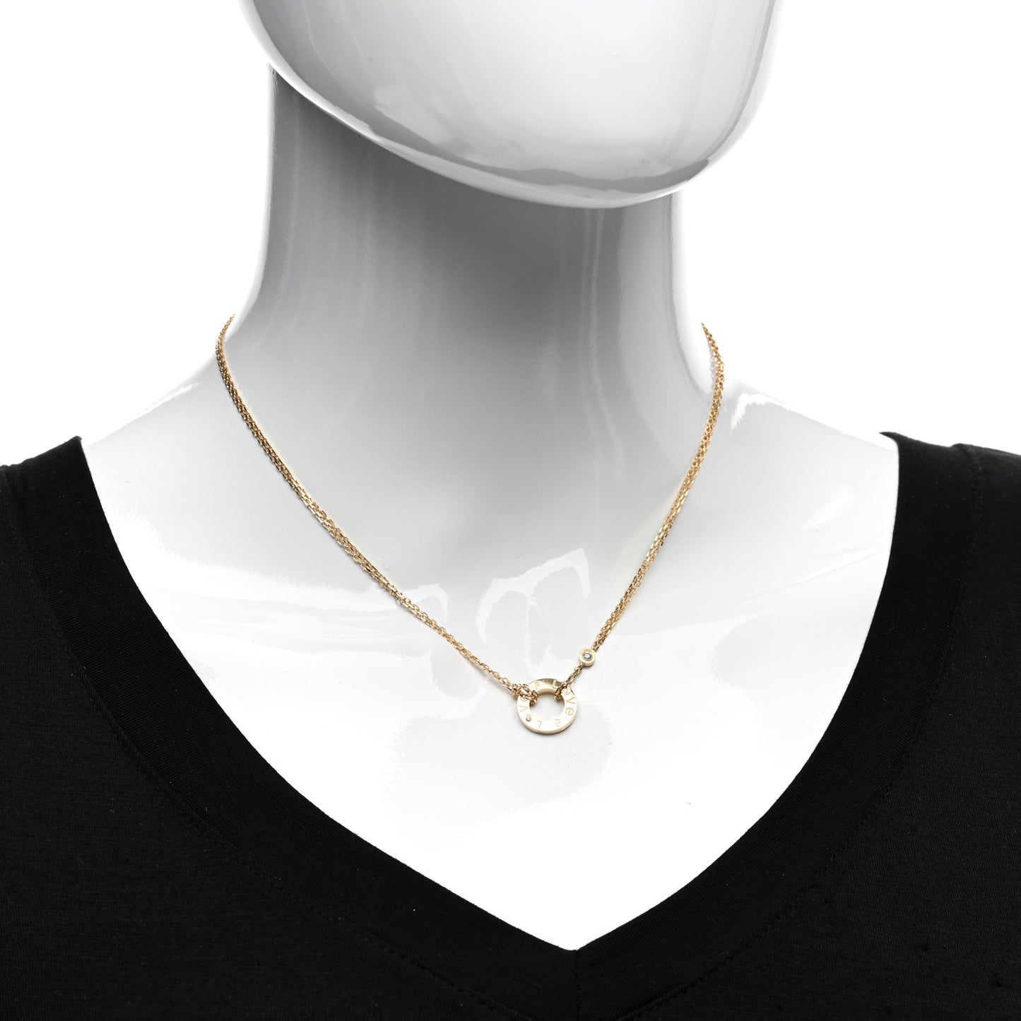 18K Yellow Gold 2 Diamond LOVE Necklace