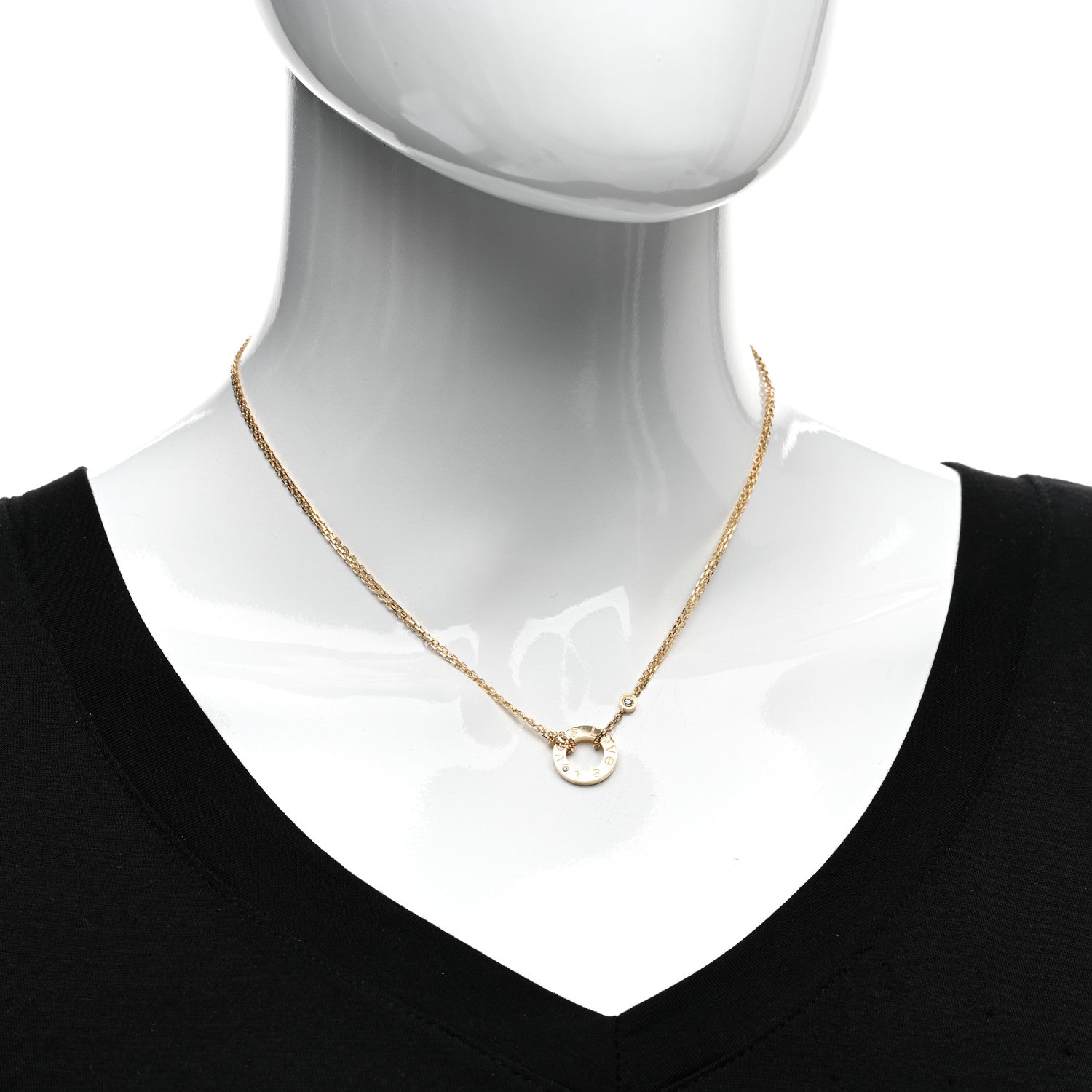 Cartier 18K Yellow Gold 2 Diamond LOVE Necklace 2 of 5