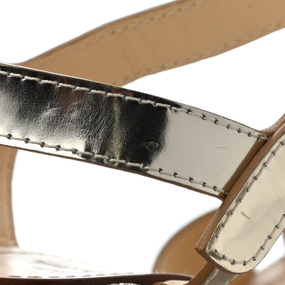 Christian Louboutin Metallic Calfskin 110 Wedge Sandals 41 Platinum 7 of 8