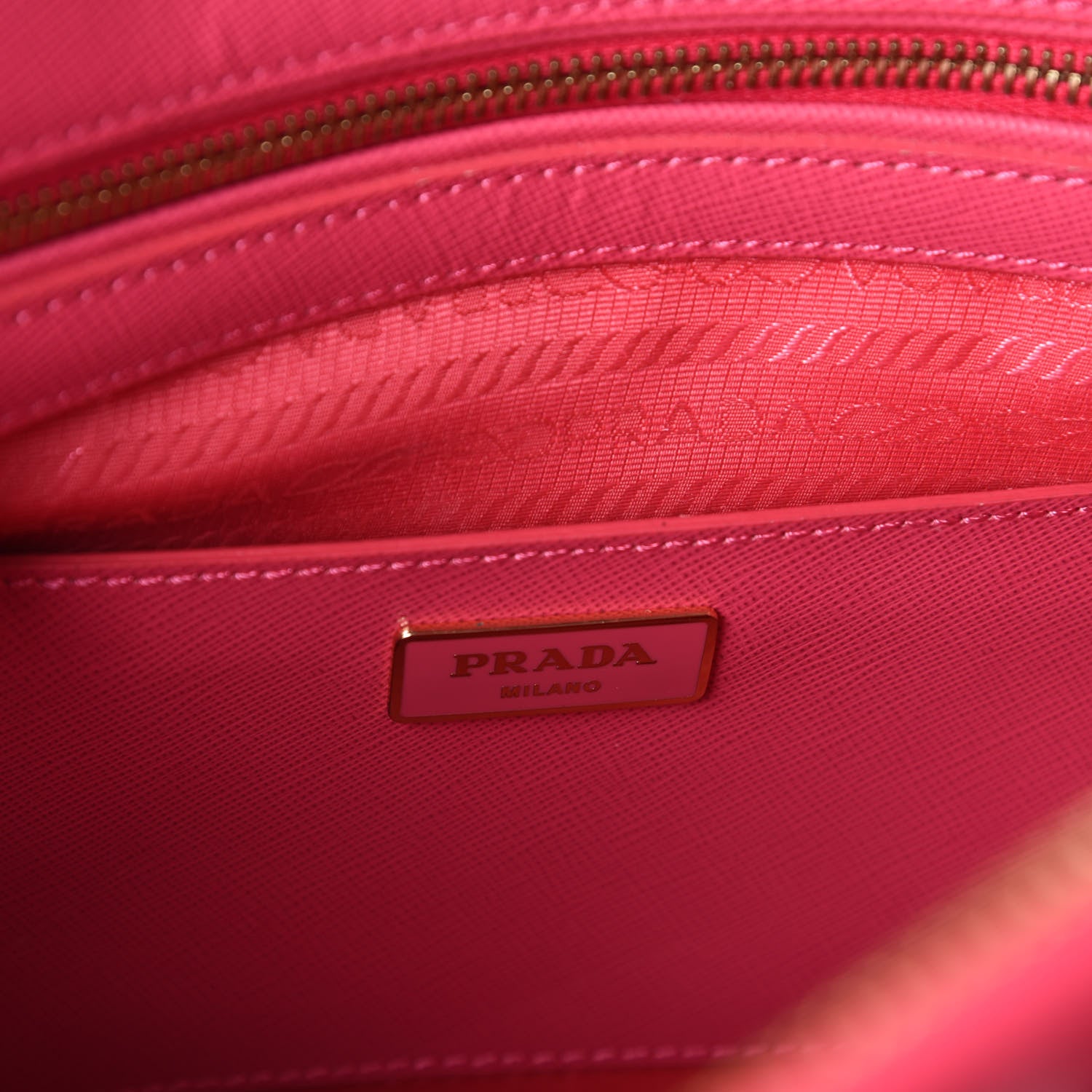 Prada Saffiano Double Zip Tote Peonia 6 of 9