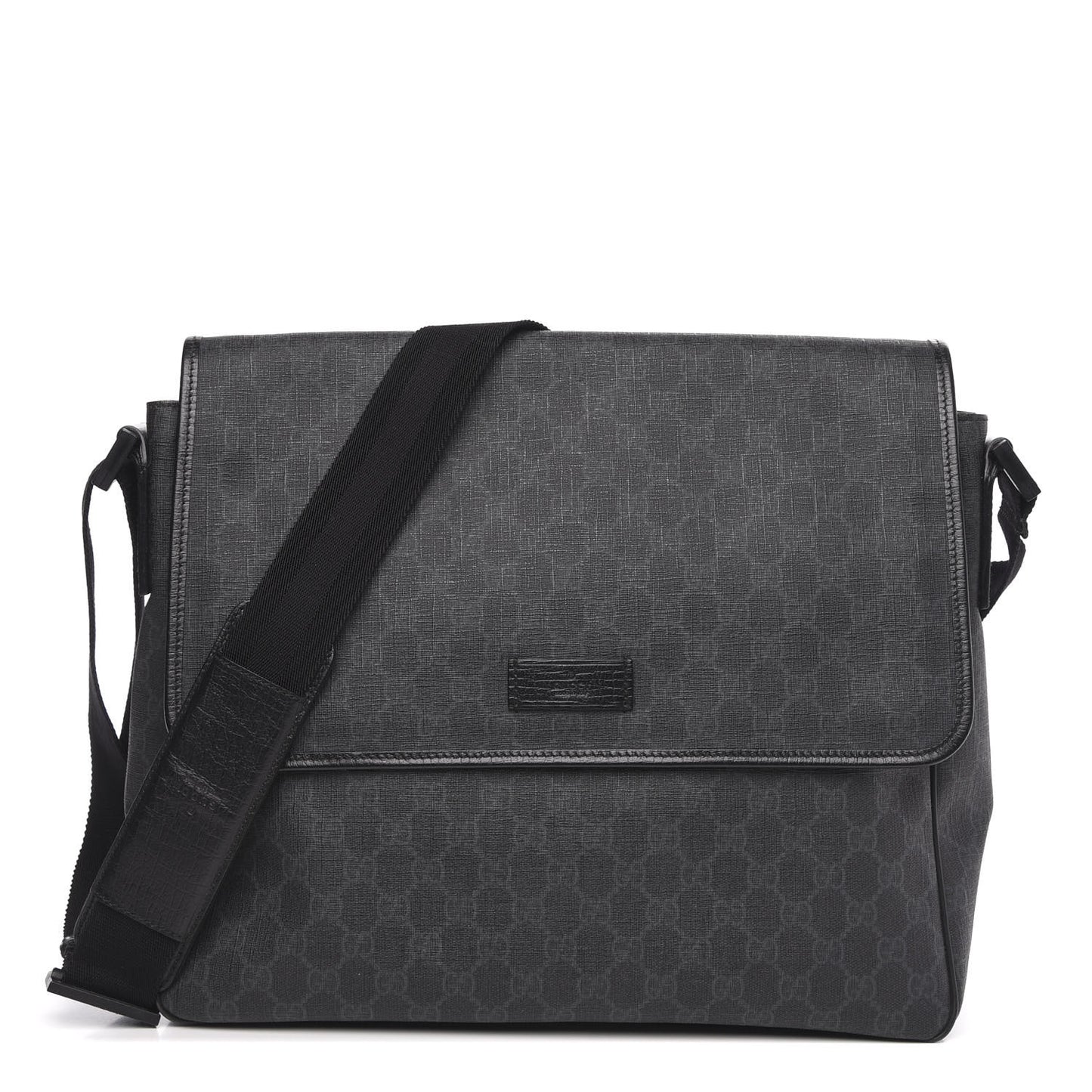 GG Plus Monogram Medium Flap Messenger Bag Black