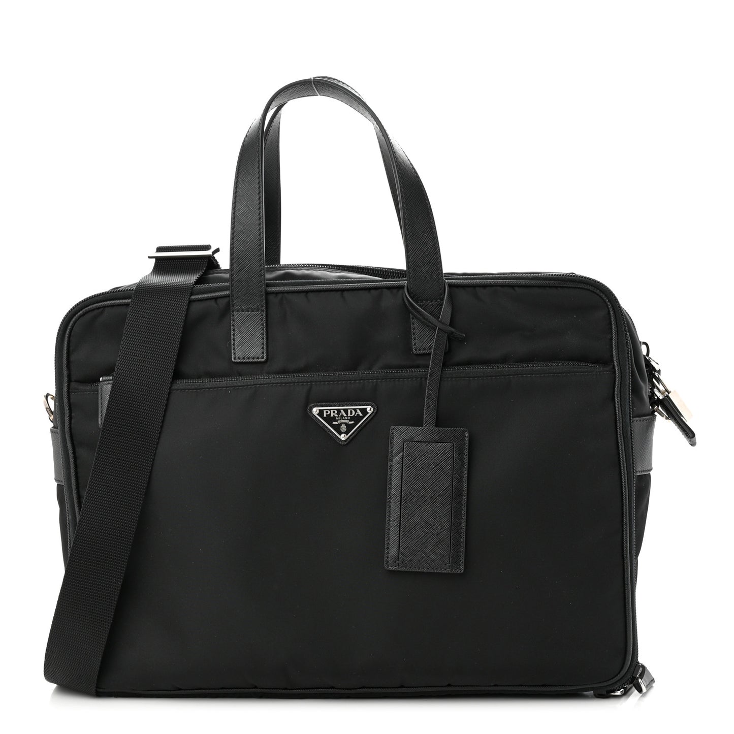 Tessuto Nylon Saffiano Briefcase Black