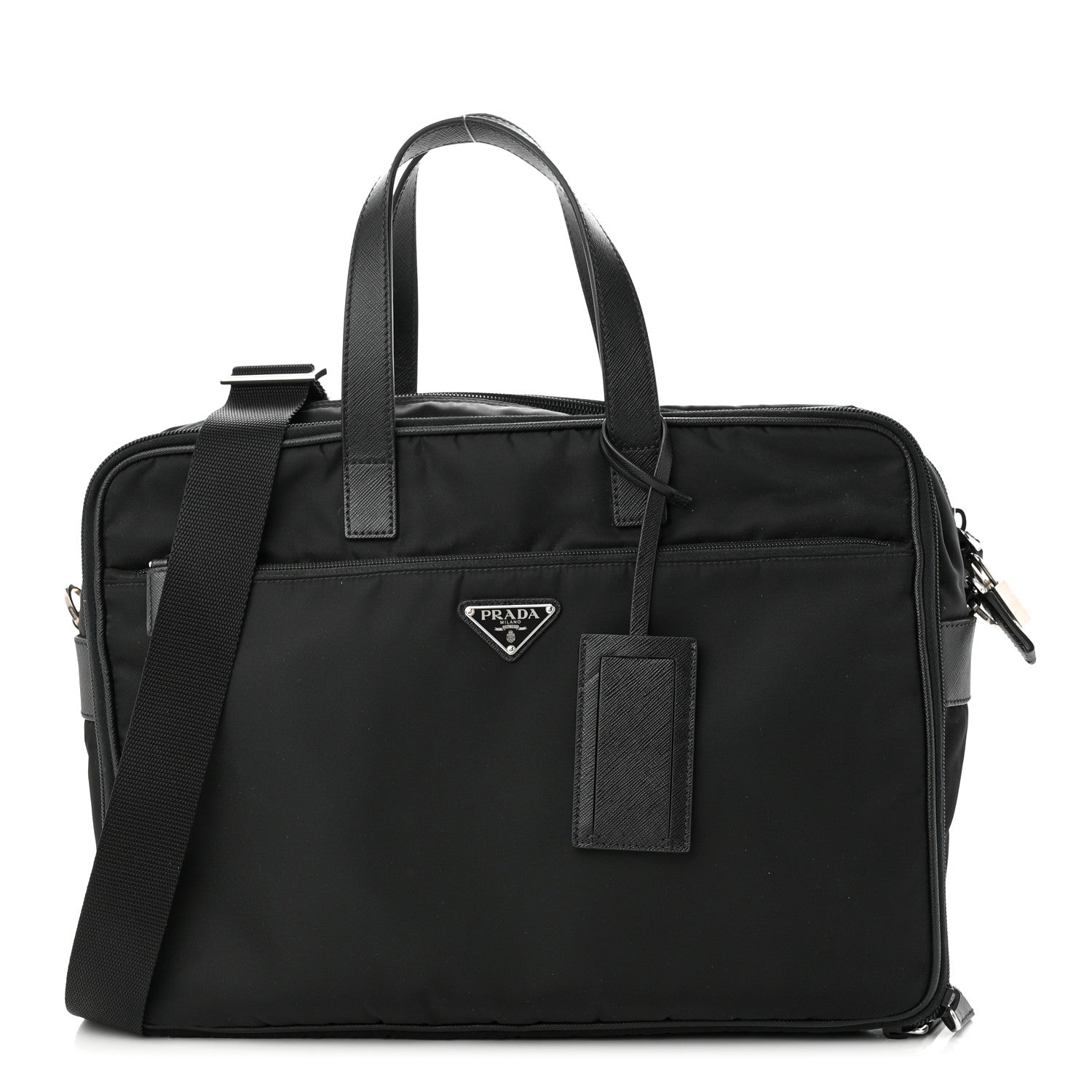 Prada Tessuto Nylon Saffiano Briefcase Black 1 of 12