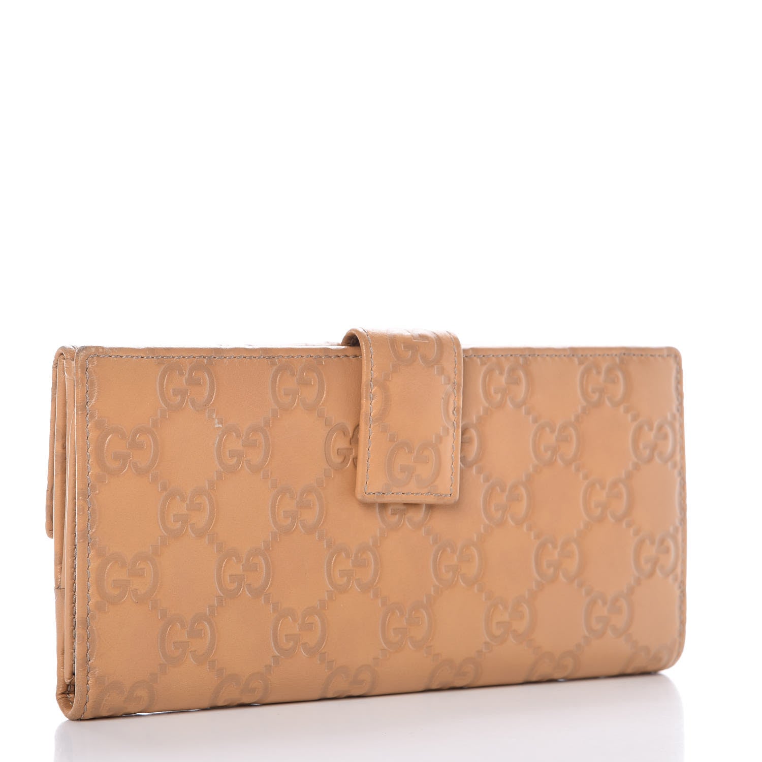 Gucci Guccissima Margaux Calfskin Metal Bar Continental Flap Wallet Beige 3 of 13