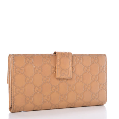 Gucci Guccissima Margaux Calfskin Metal Bar Continental Flap Wallet Beige 3 of 13