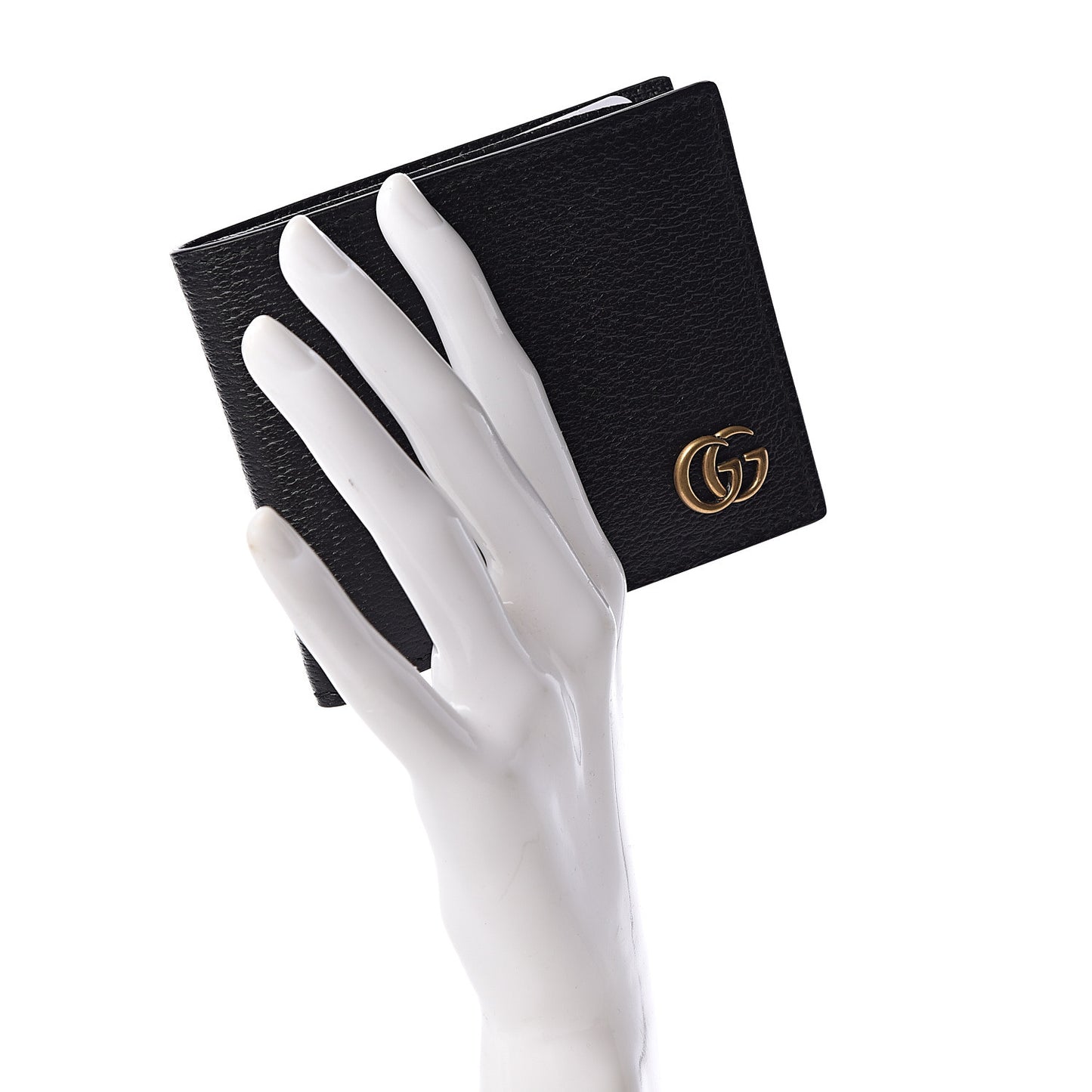 Calfskin Boar Effect GG Marmont Bi-Fold Wallet Black