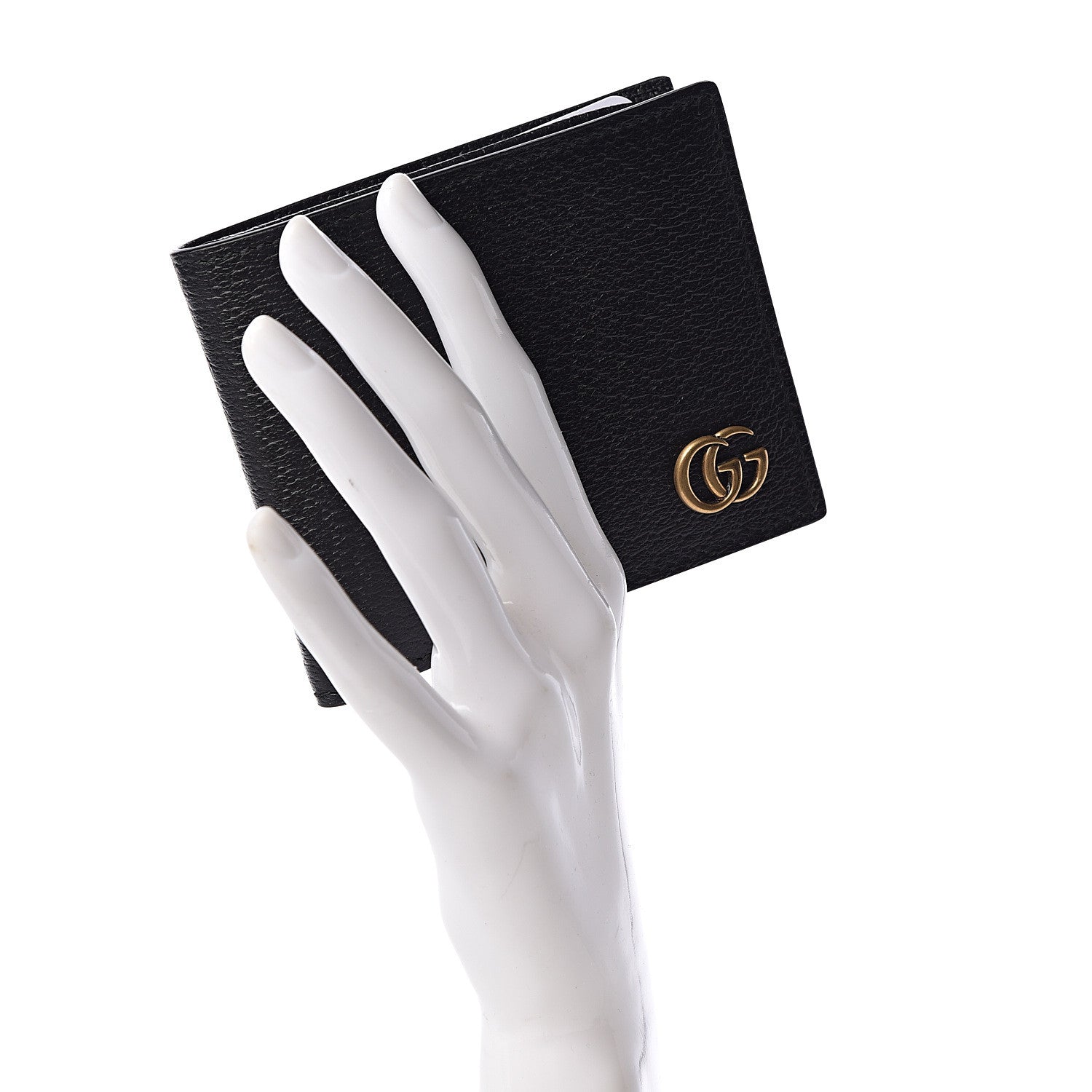 Gucci Calfskin Boar Effect GG Marmont Bi-Fold Wallet Black 2 of 8