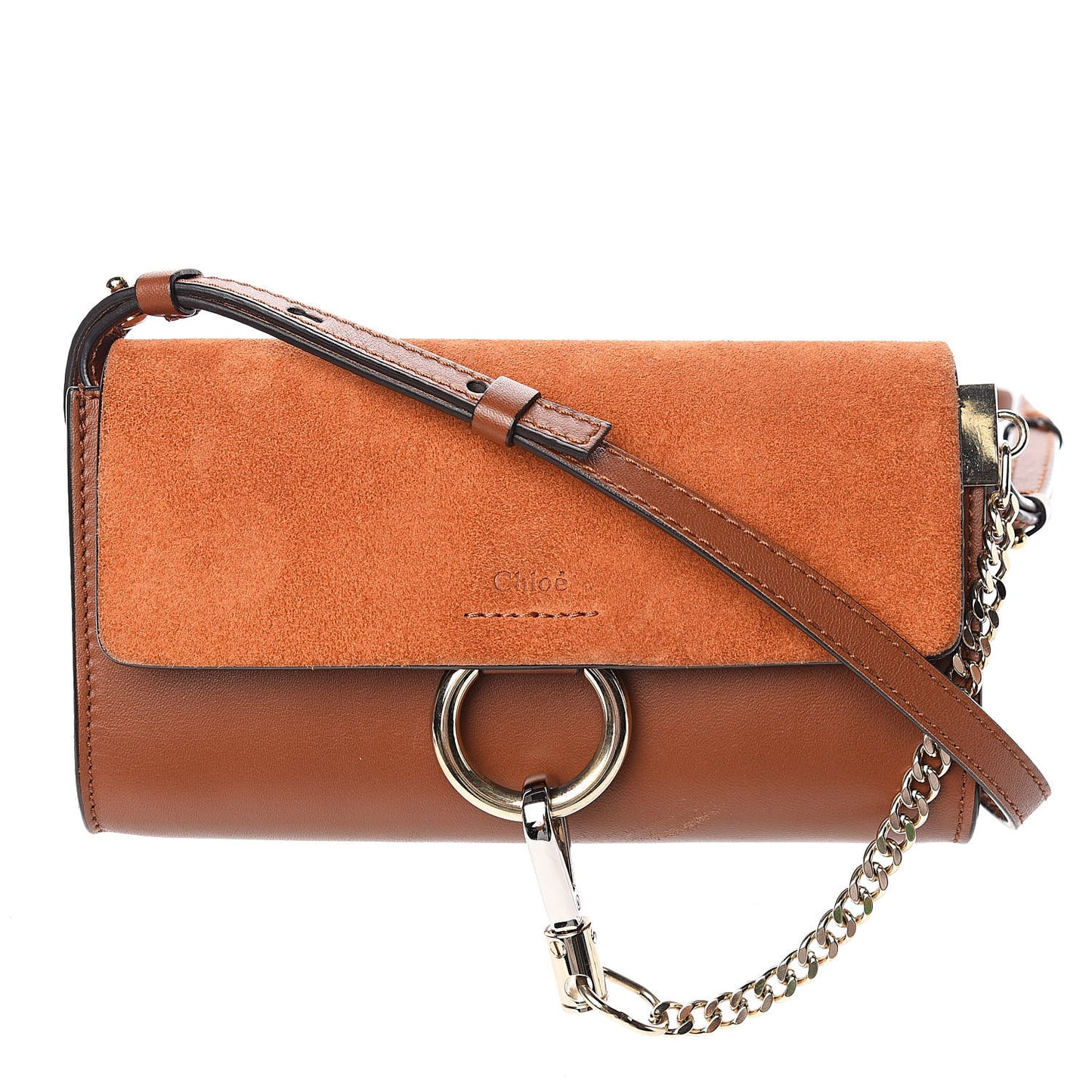 Suede Calfskin Mini Faye Shoulder Bag Tobacco