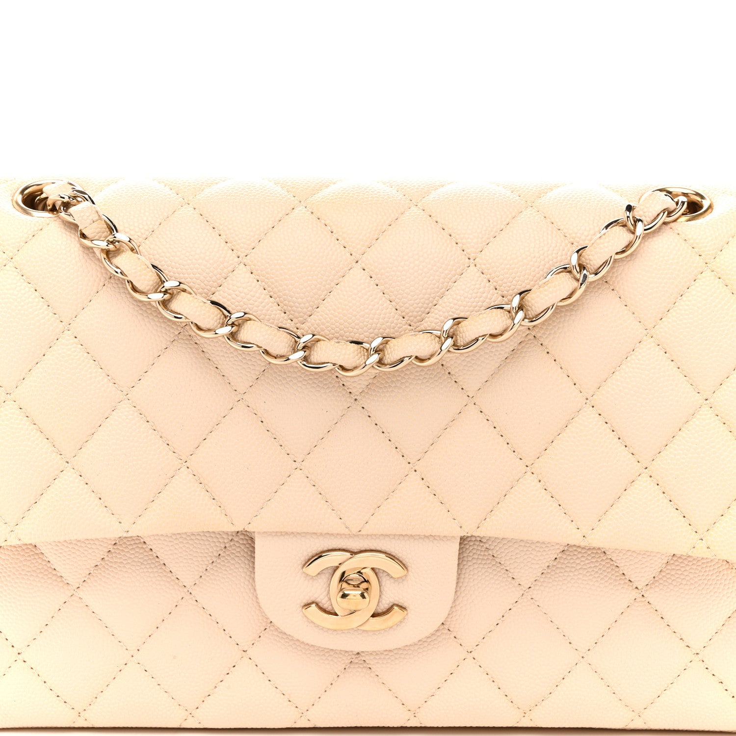 Chanel Caviar Quilted Medium Double Flap Light Beige 8 of 16
