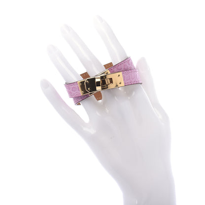 Hermes Matte Alligator Kelly Double Tour Bracelet 5P Pink 2 of 6