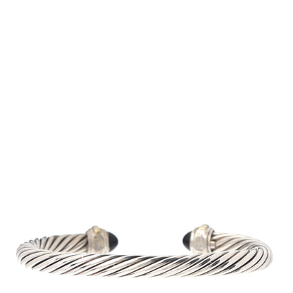 David Yurman Sterling Silver 14K Yellow Gold Black Onyx 7mm Cable Classics Bracelet 3 of 4