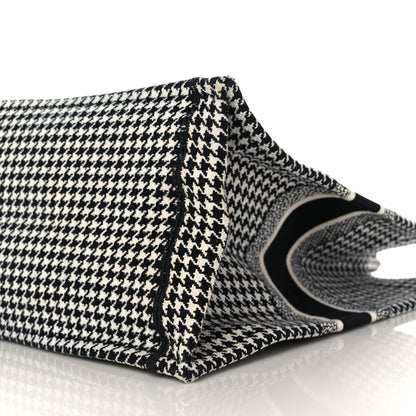 Christian Dior Canvas Houndstooth Embroidered Book Tote Black White 10 of 10
