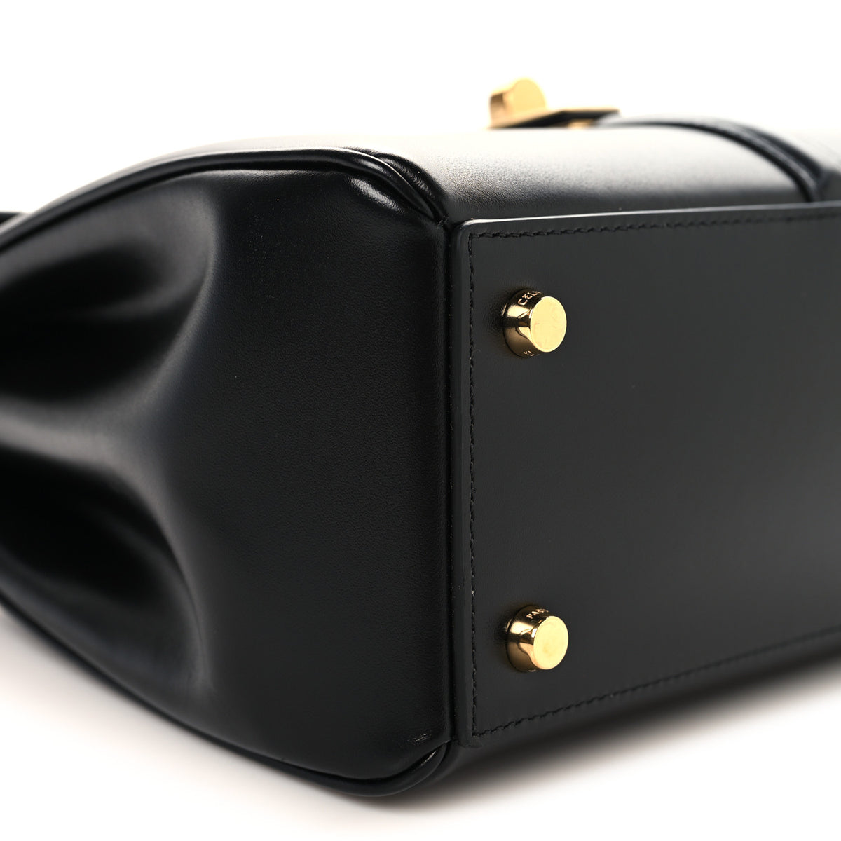 Satinated Calfskin Small 16 Top Handle Bag Black