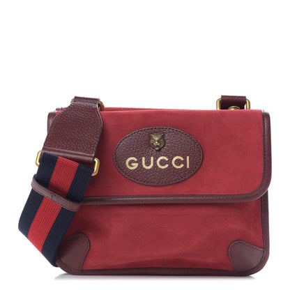 Gucci Suede Web Small Neo Vintage Double Flap Messenger Bag Romantic Cherry Chardonnay 1 of 10