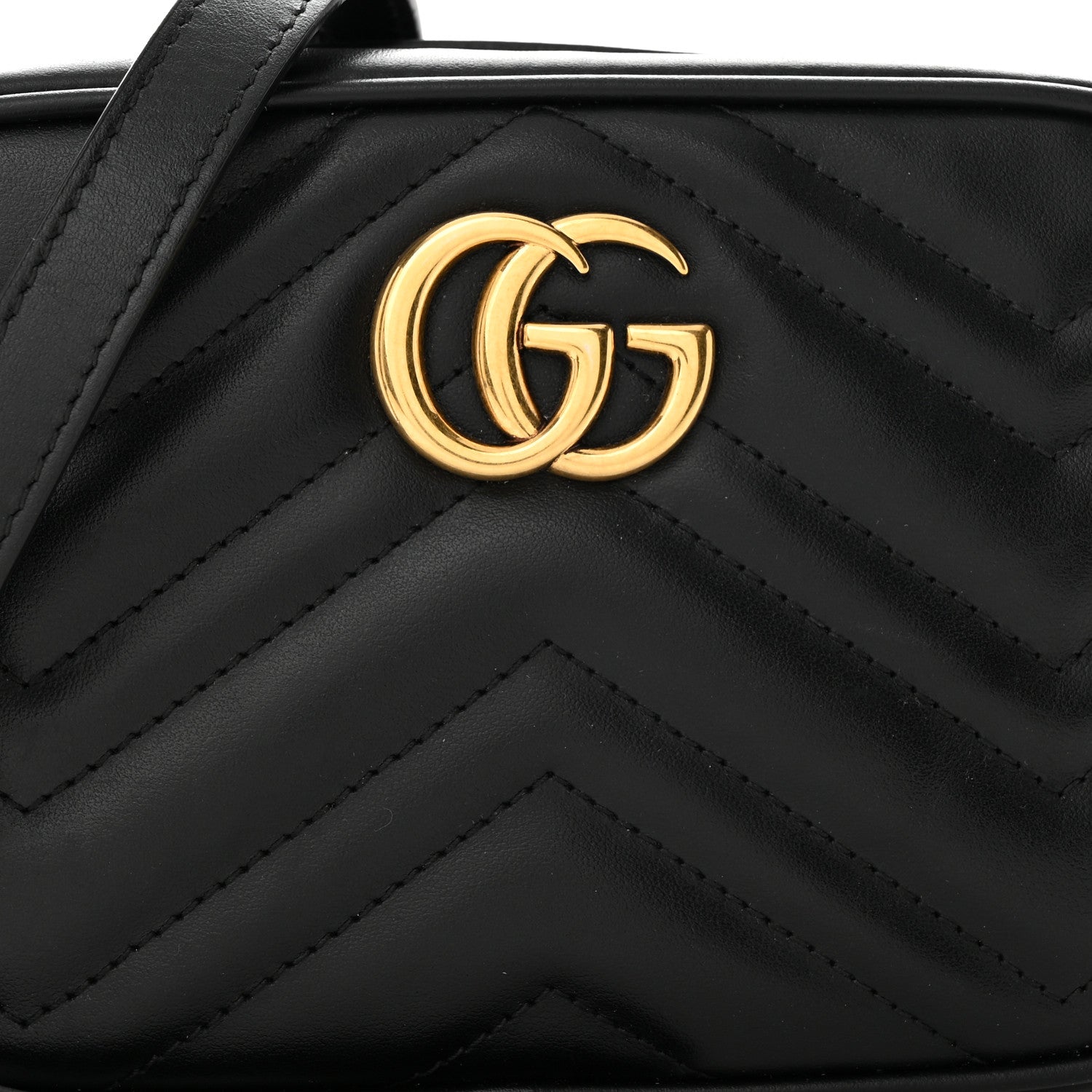 Gucci Calfskin Matelasse Mini GG Marmont Chain Shoulder Bag Black 8 of 10