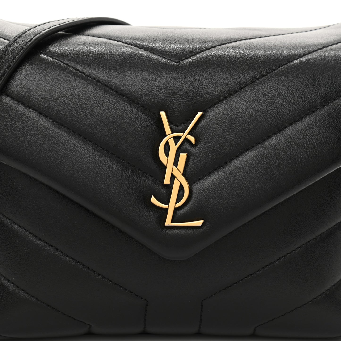 Calfskin Y Quilted Monogram Toy Loulou Crossbody Bag Black