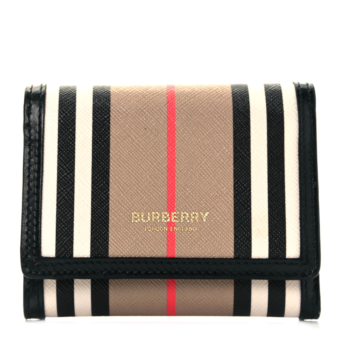 E-Canvas Icon Stripe Small Folding Wallet Archive Beige