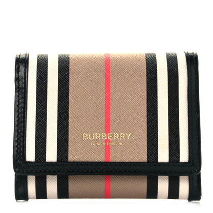 Burberry E-Canvas Icon Stripe Small Folding Wallet Archive Beige 1 of 10