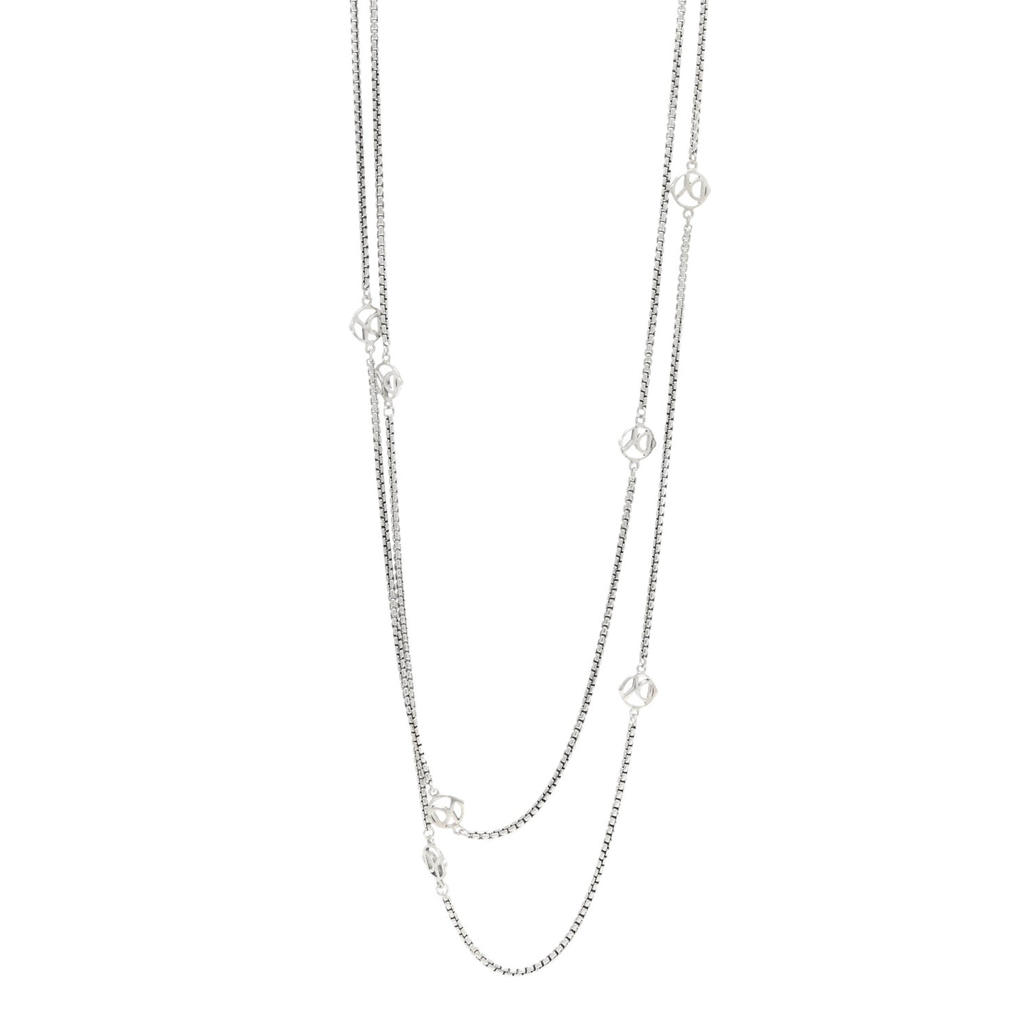 Sterling Silver Logo Station Necklace 72"
