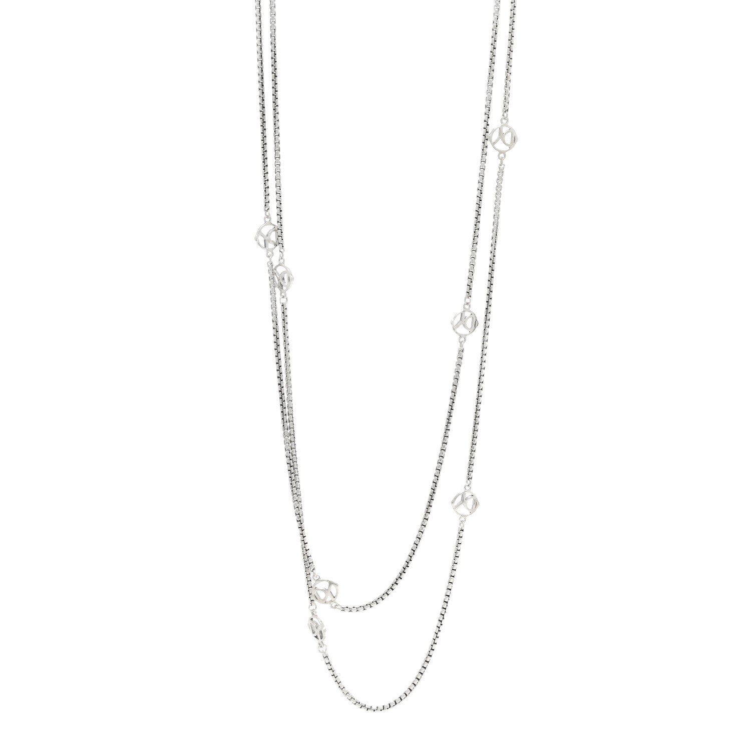 David Yurman Sterling Silver Logo Station Necklace 72" 1 of 3