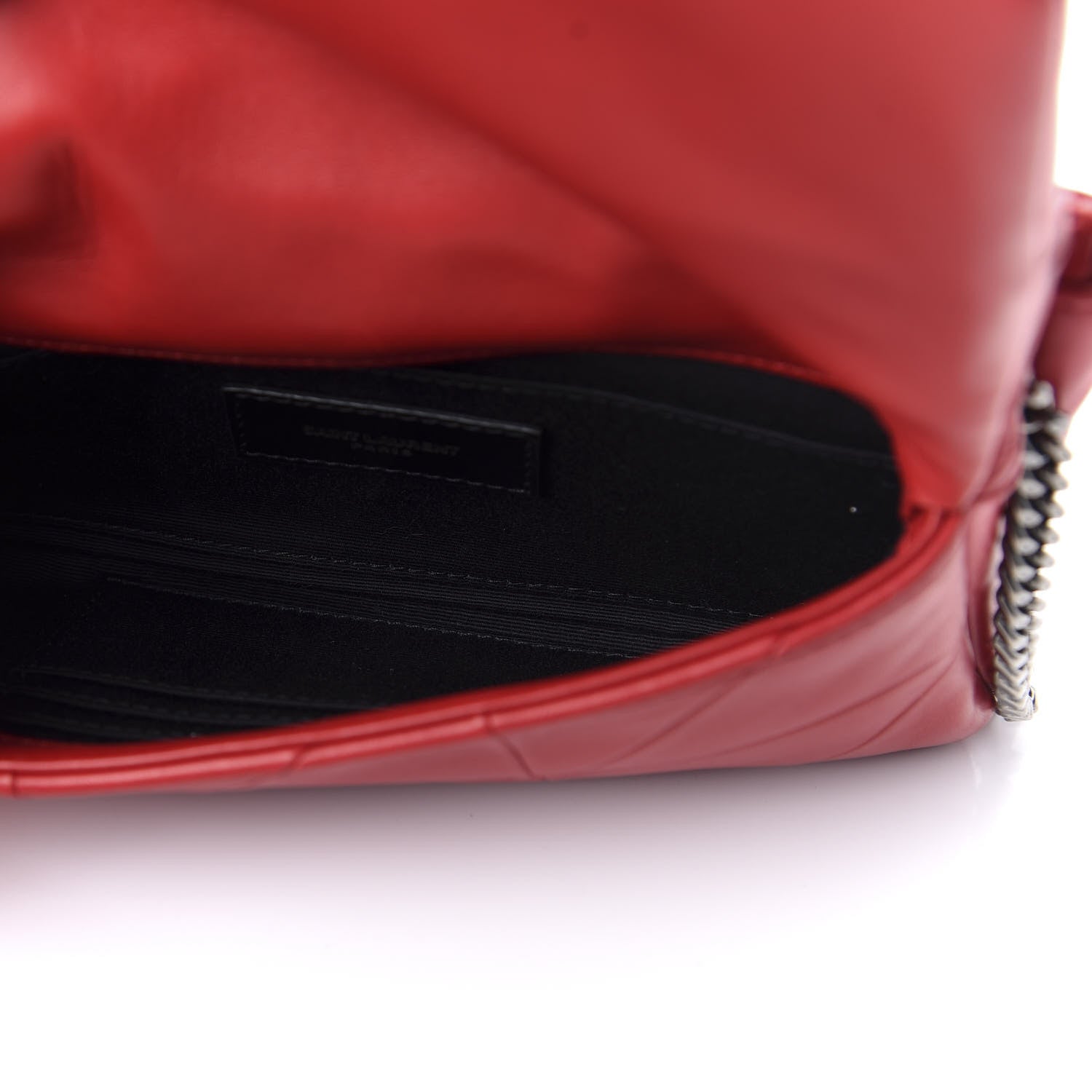 Saint Laurent Lambskin Patchwork Monogram Jamie Chain Wallet Red 5 of 9