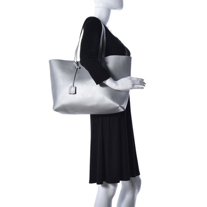 Saint Laurent Metallic Calfskin Large Shopping Tote Silver 3 of 9