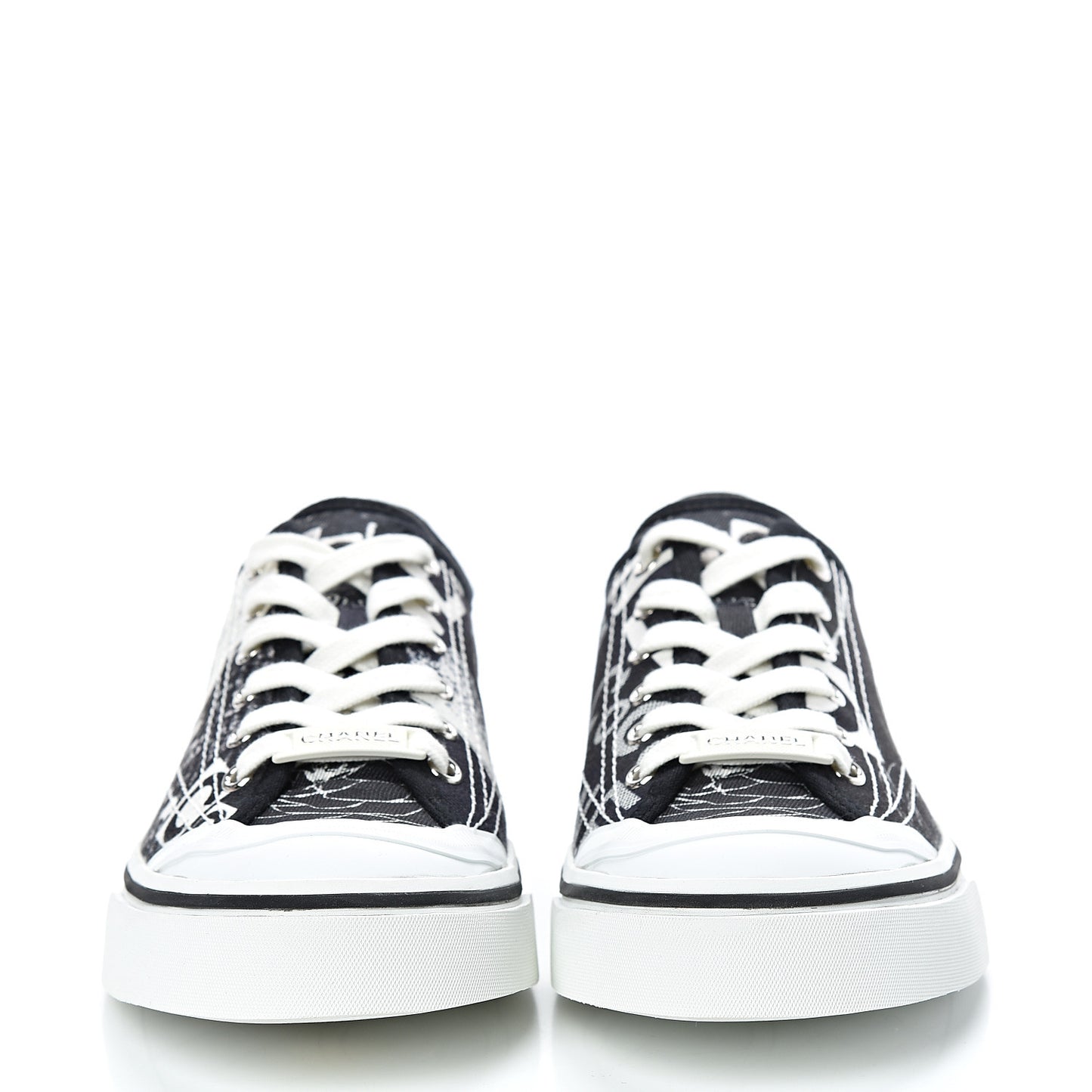 Printed Fabric Low Top Logo Sneakers 39 White Black