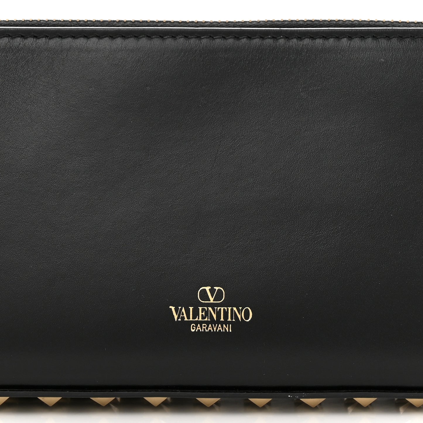 Smooth Calfskin Rockstud East West Crossbody Clutch Bag Black