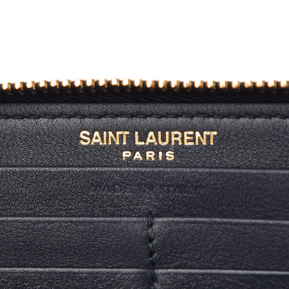Saint Laurent Calfskin Monogram Zip Around Wallet Deep Marine 5 of 10