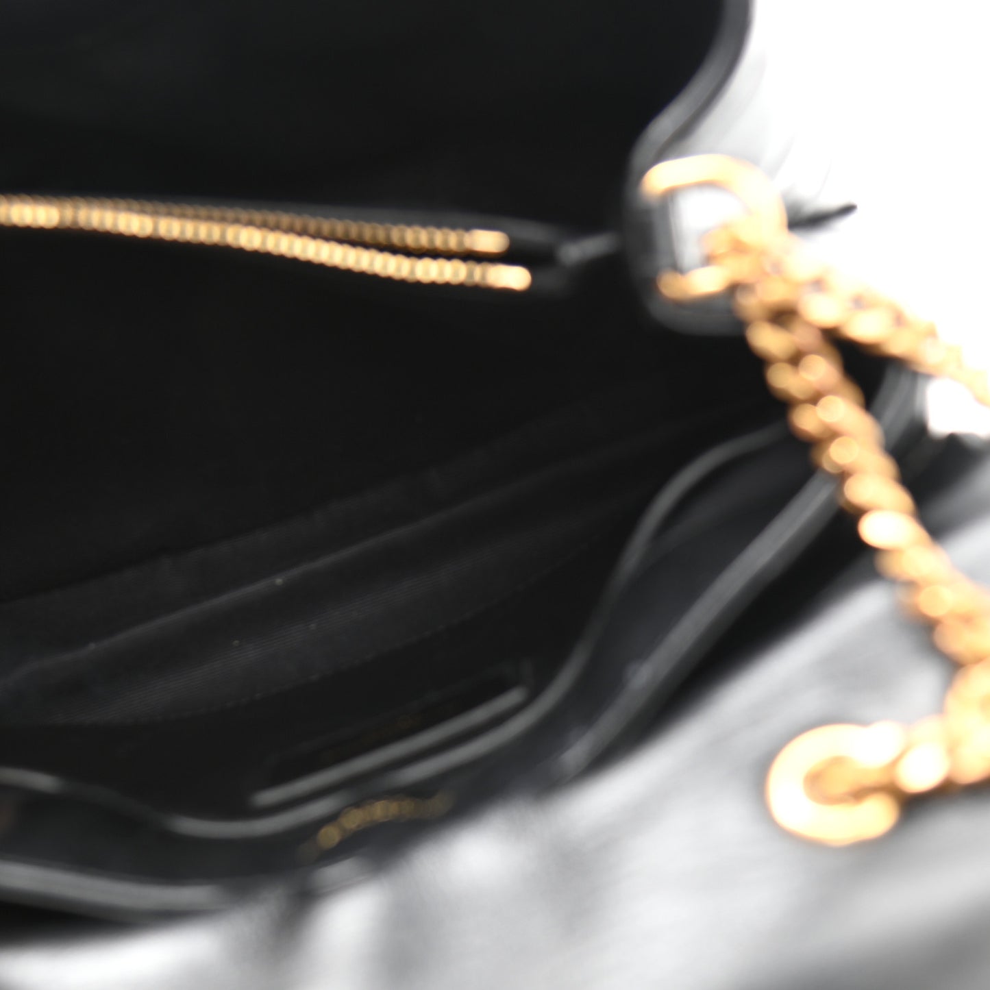 Calfskin Y Quilted Monogram Small Loulou Chain Satchel Black