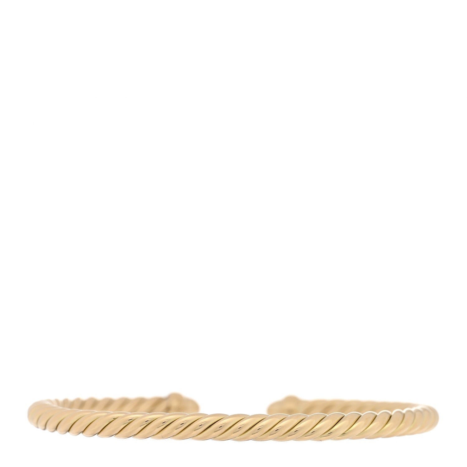David Yurman 18K Yellow Gold Diamond 4mm Cablespira Bracelet 2 of 4
