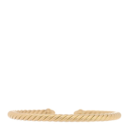 David Yurman 18K Yellow Gold Diamond 4mm Cablespira Bracelet 2 of 4