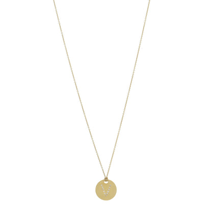 Roberto Coin 18K Yellow Gold Diamond Tiny Treasures Initial V Pendant Necklace 1 of 5