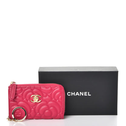 Chanel Caviar Camellia Embossed Key Holder Case Fuchsia 8 of 8