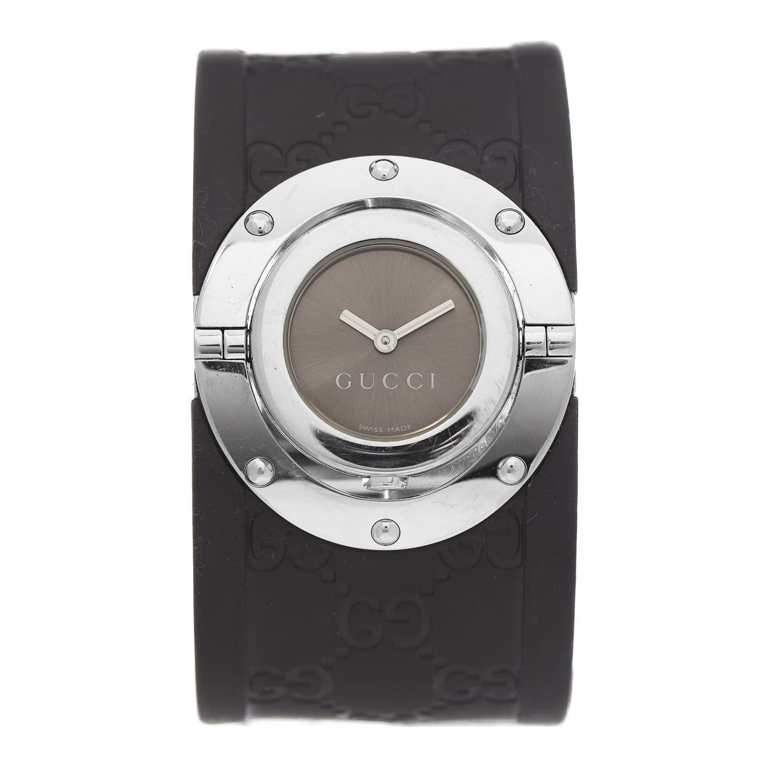 Gucci Stainless Steel Rubber 33mm Twirl Quartz Watch Brown 1 of 4