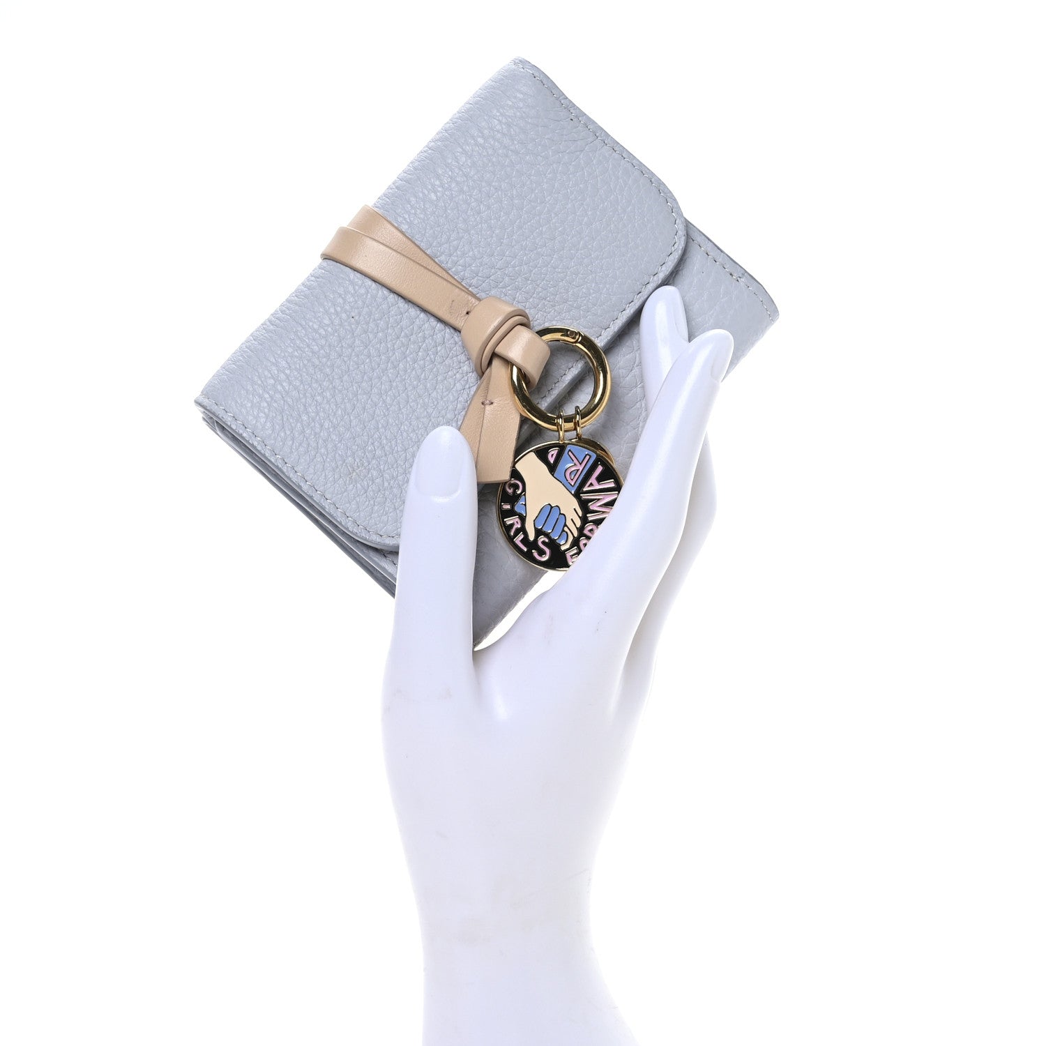 Chloe Grained Calfskin Alphabet Mini Trifold Wallet Light Cloud 2 of 9