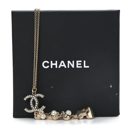 Chanel Pearl Crystal CC No 5 Heart Star Pendant Necklace Gold 5 of 5