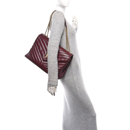 Saint Laurent Calfskin Y Quilted Monogram Large Loulou Chain Satchel Rouge Legion 2 of 10