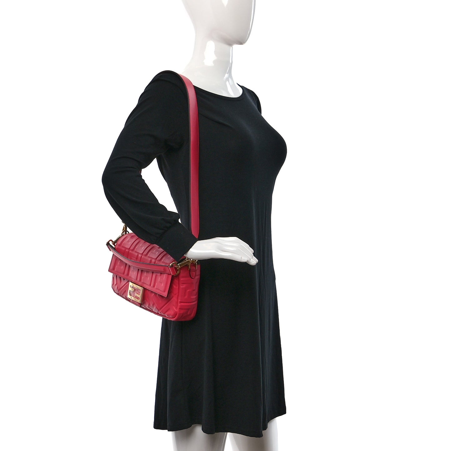 Nappa FF 1974 Embossed Baguette Lampone
