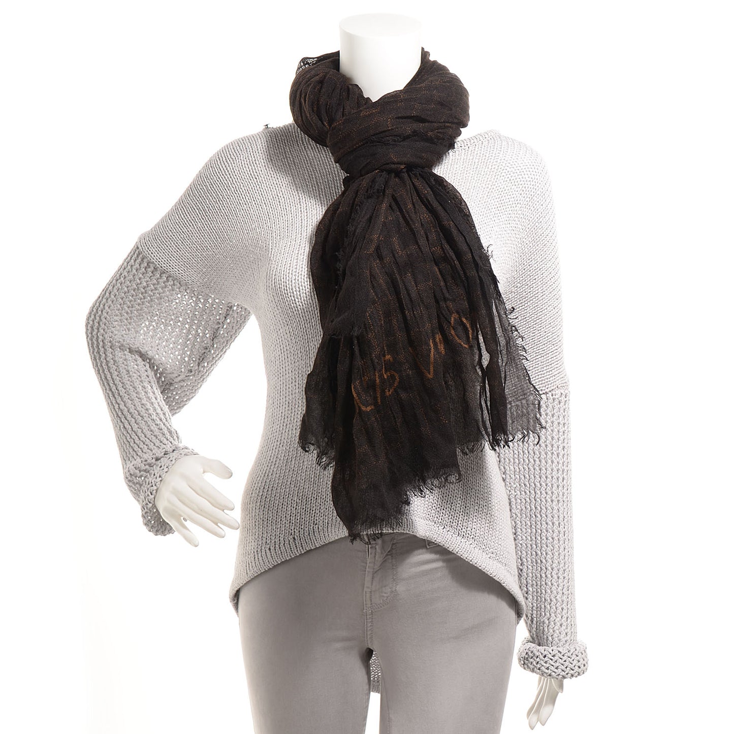 Cashmere Silk Etole Stole Damier Ebene