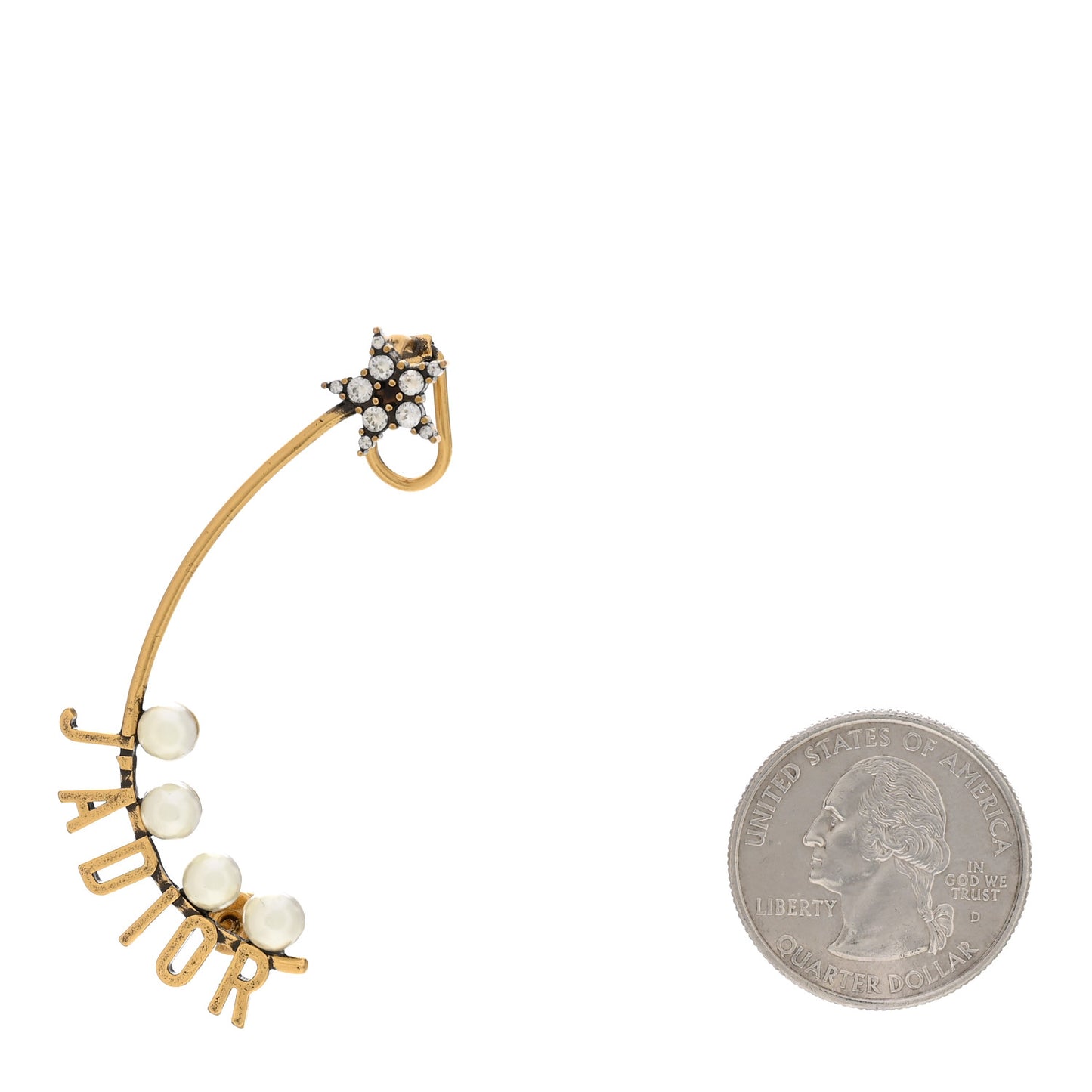 Pearl Crystal J'Adior Star Ear Cuff Gold White